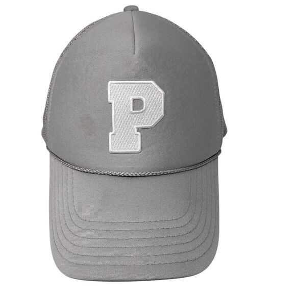 Letter P Snapback Trucker Hat Gray OS Adjustable Embroidered Mesh Back Rope Otto - Picture 1 of 8